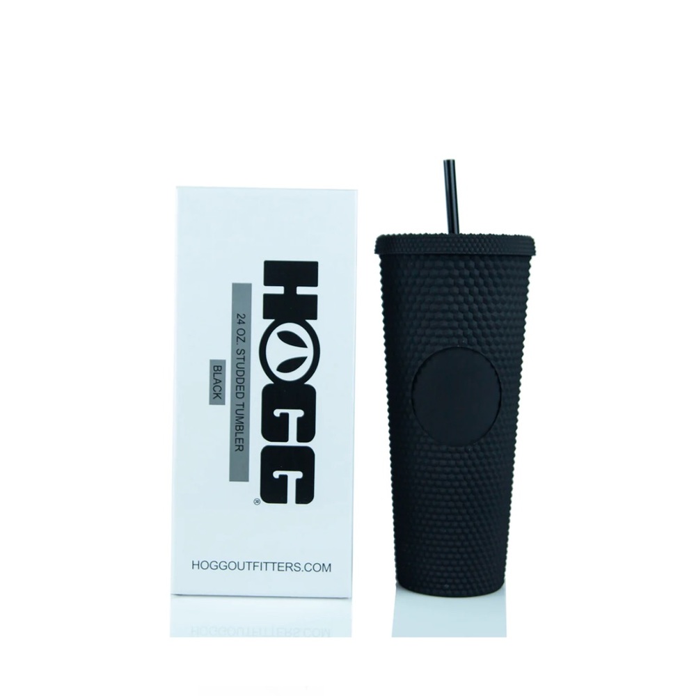 Hogg 24 oz Studded Black Tumbler with black Straw - NIB 🖤🧋